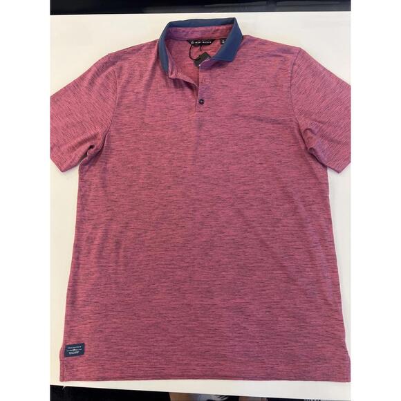 $99 NWT Travis Mathew polo pink stripes, mens Size XL 3 button blend POLO SHIRT - Picture 6 of 8